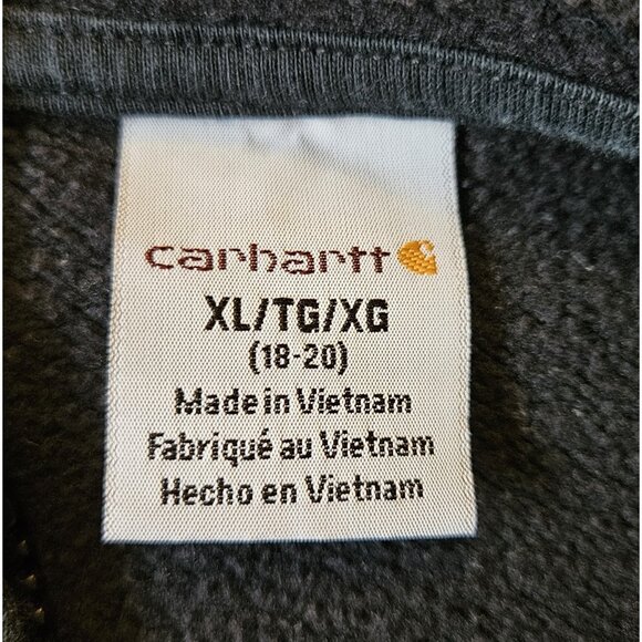 Carhartt Hoodie, Girl's Size XL, Black, Full Zip, Long Sleeve Embroidered Logo - Picture 8 of 13